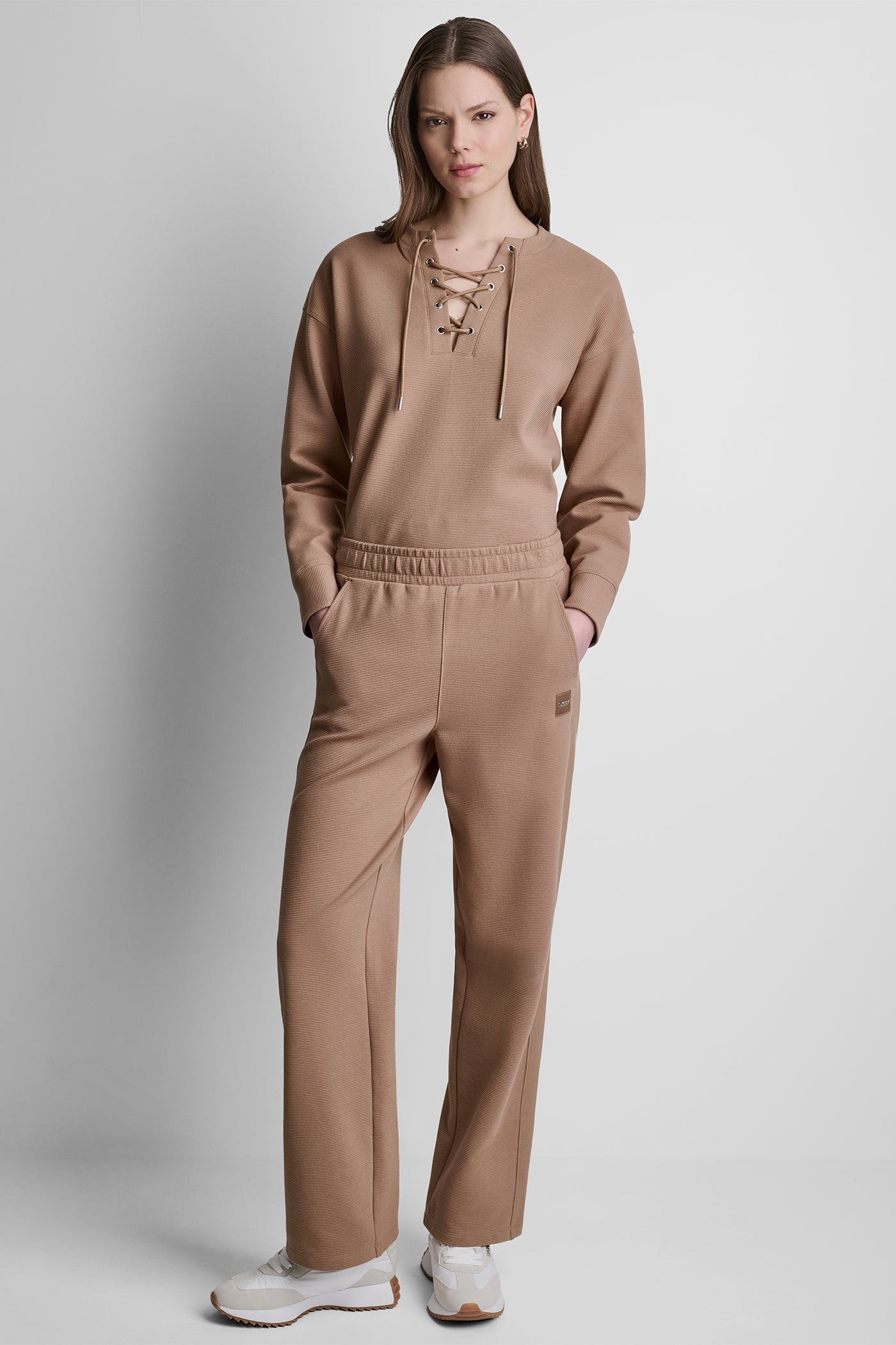 HIGH-RISE RIB TRACK PANTS
