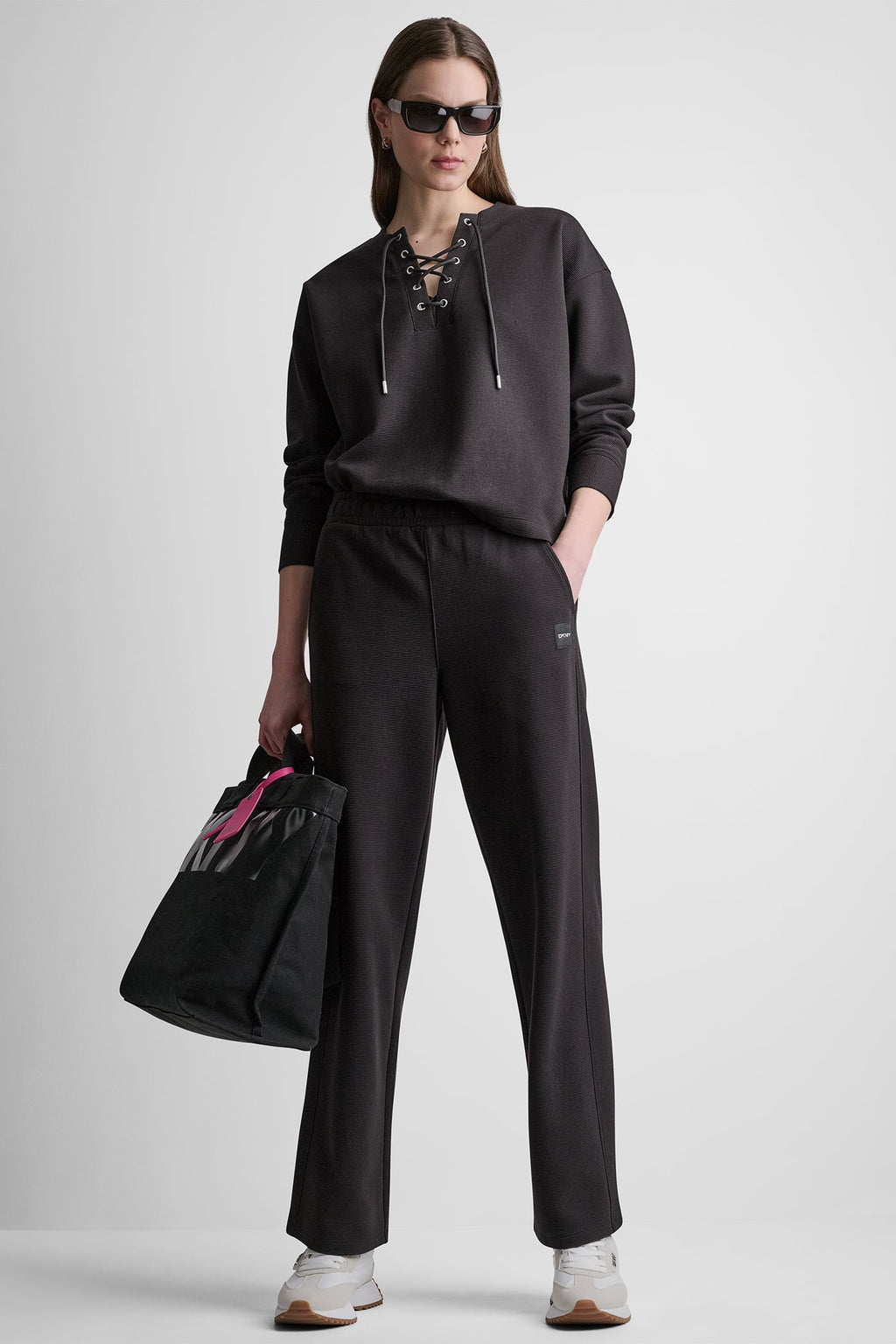 HIGH-RISE RIB TRACK PANTS