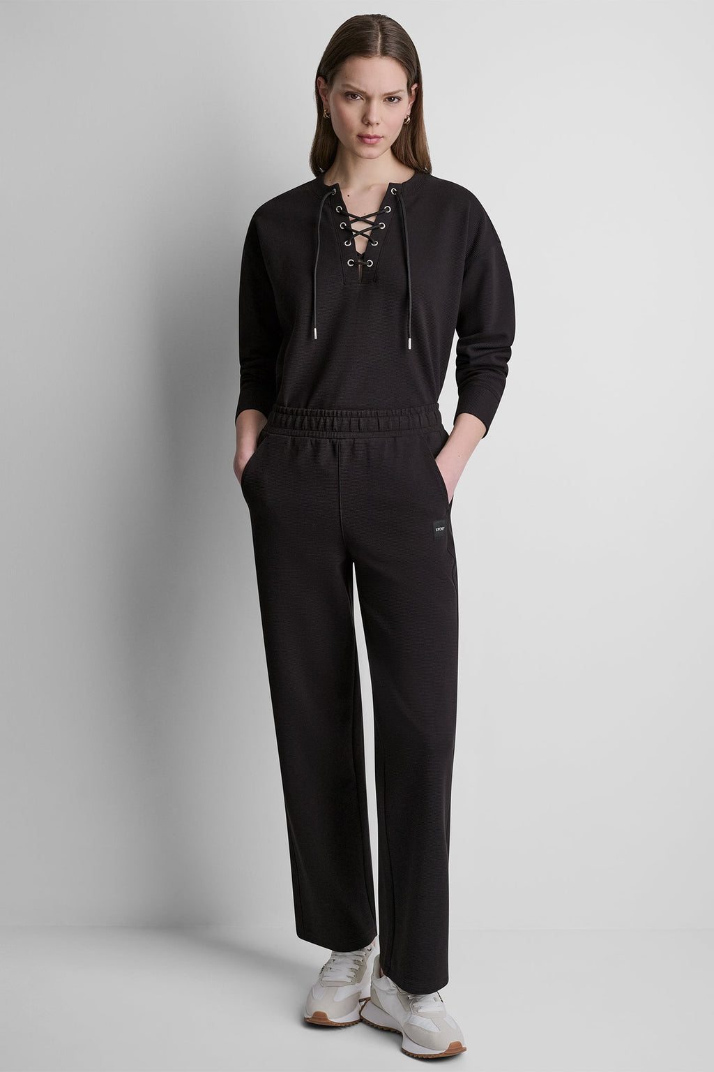 HIGH-RISE RIB TRACK PANTS