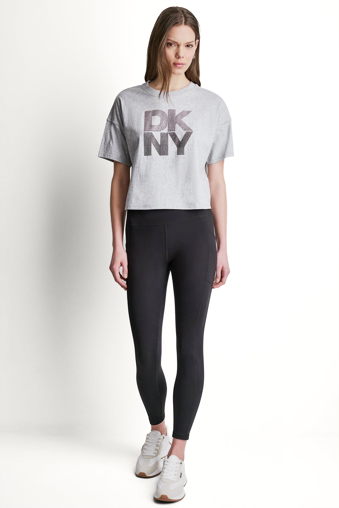 STACKED OMBRE RHINESTONE LOGO TEE