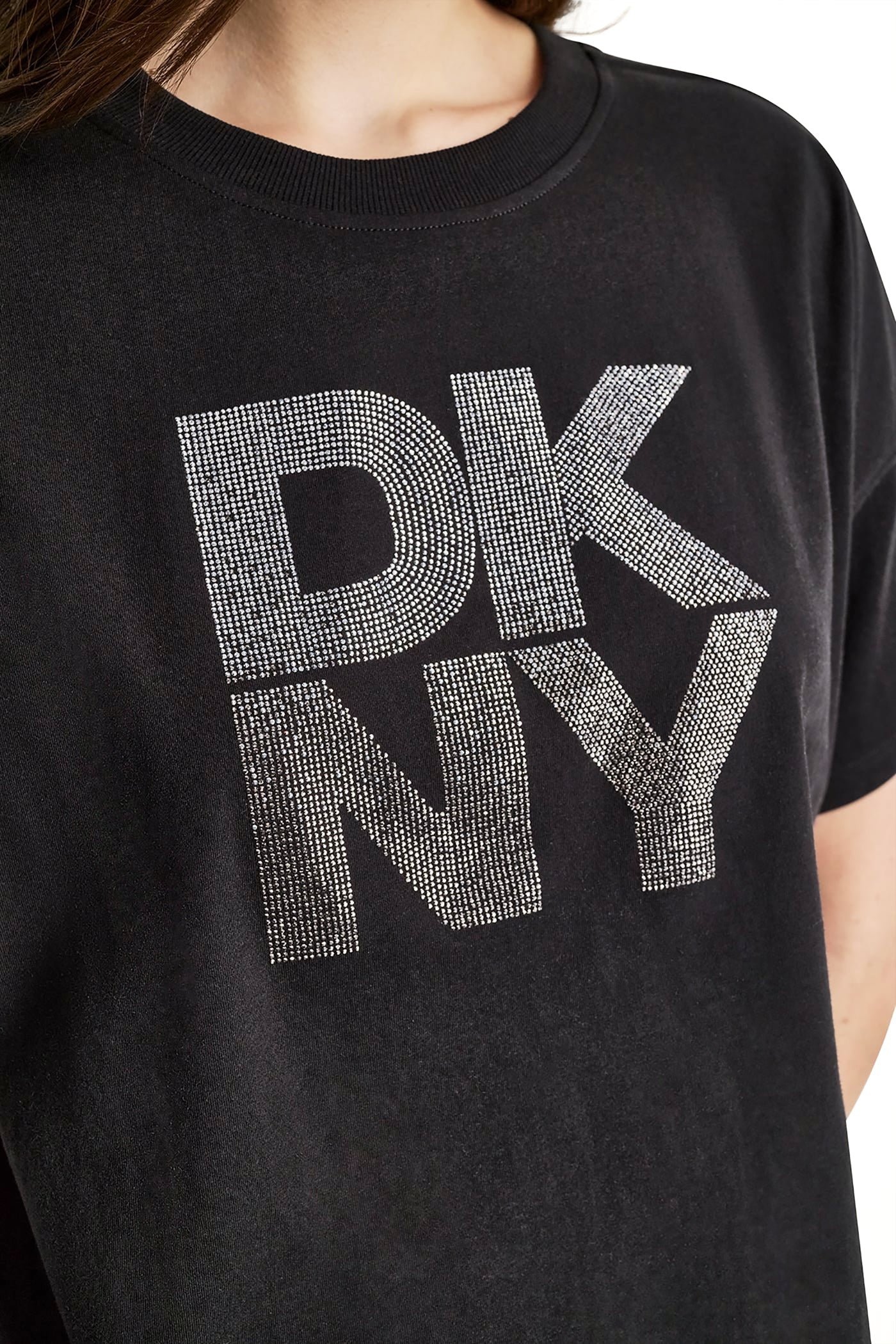 STACKED OMBRE RHINESTONE LOGO TEE