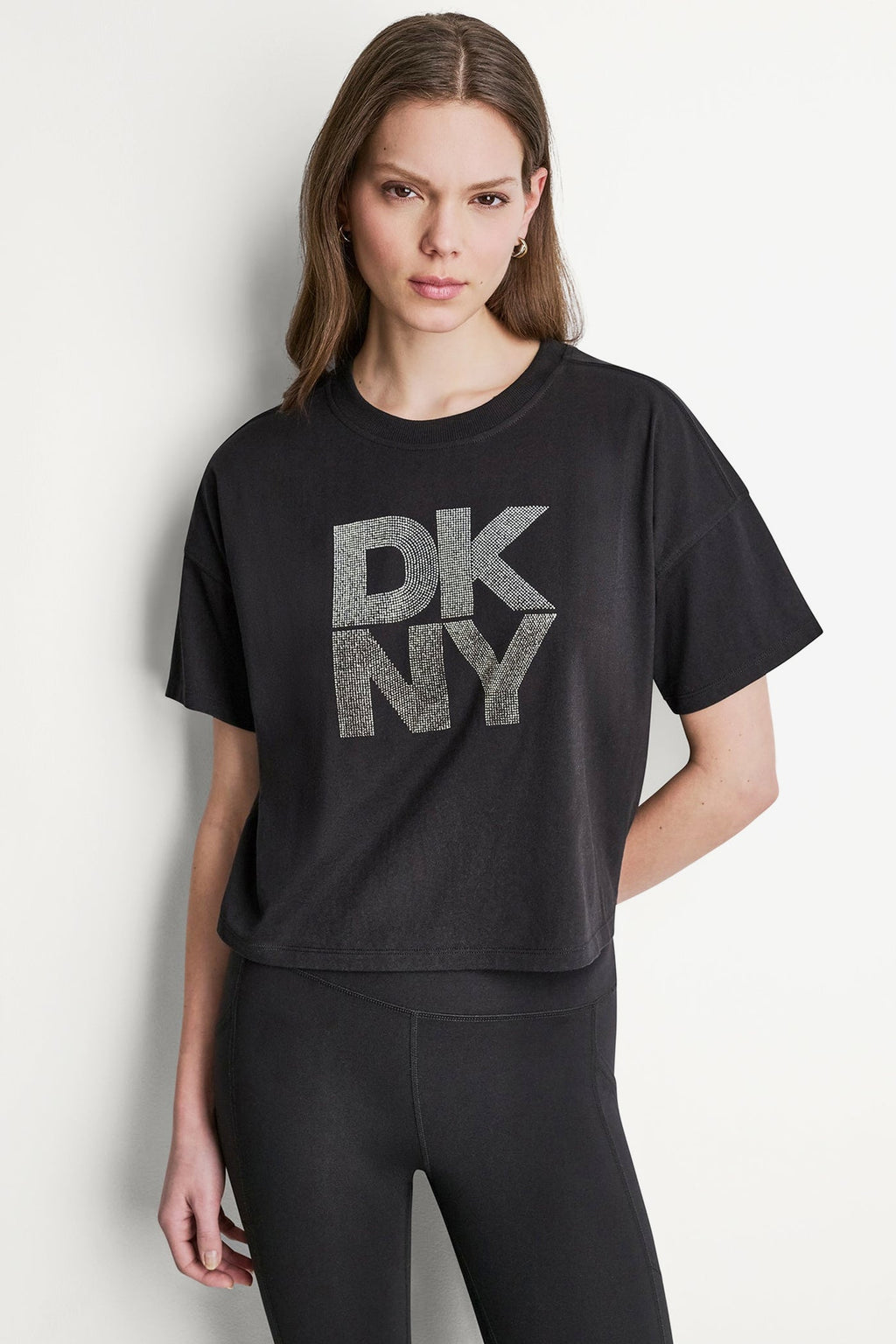 STACKED OMBRE RHINESTONE LOGO TEE