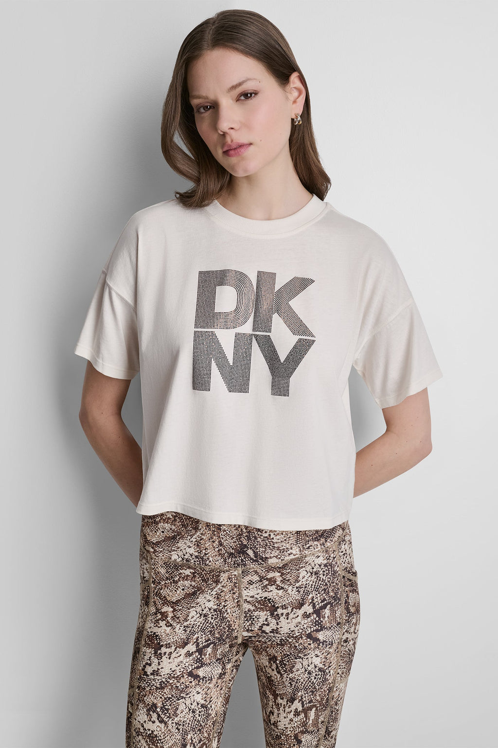 STACKED OMBRE RHINESTONE DROP SHOULDER TEE