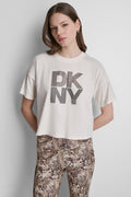 STACKED OMBRE RHINESTONE DROP SHOULDER TEE