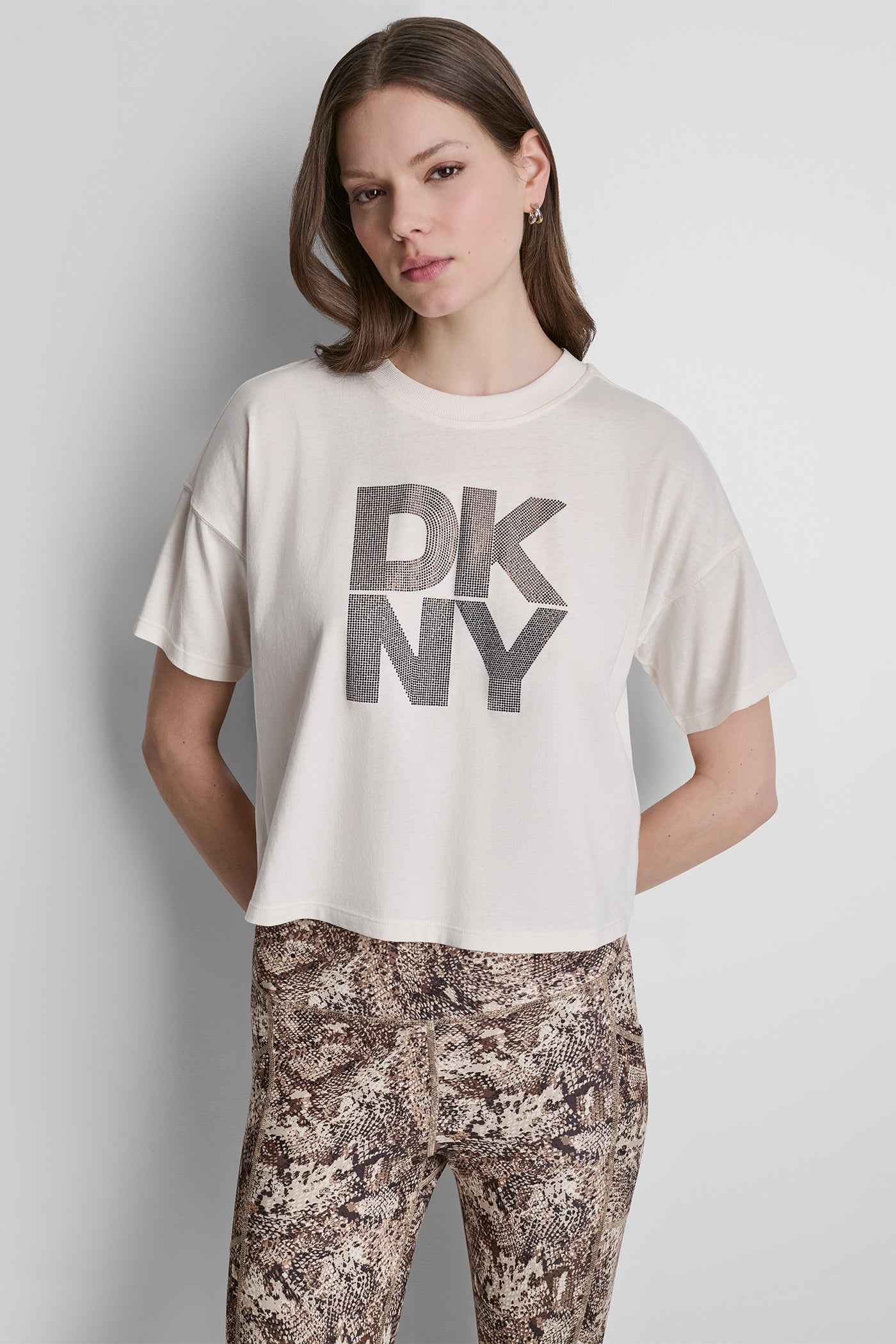 STACKED OMBRE RHINESTONE DROP SHOULDER TEE