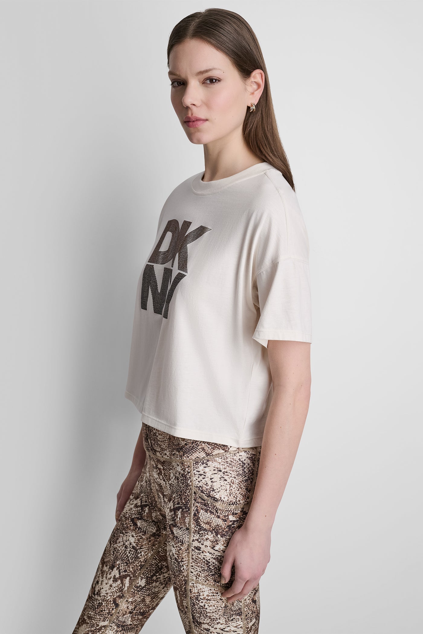 STACKED OMBRE RHINESTONE DROP SHOULDER TEE