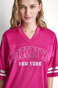 RHINESTONE VARSITY LOGO V-NECK JERSEY