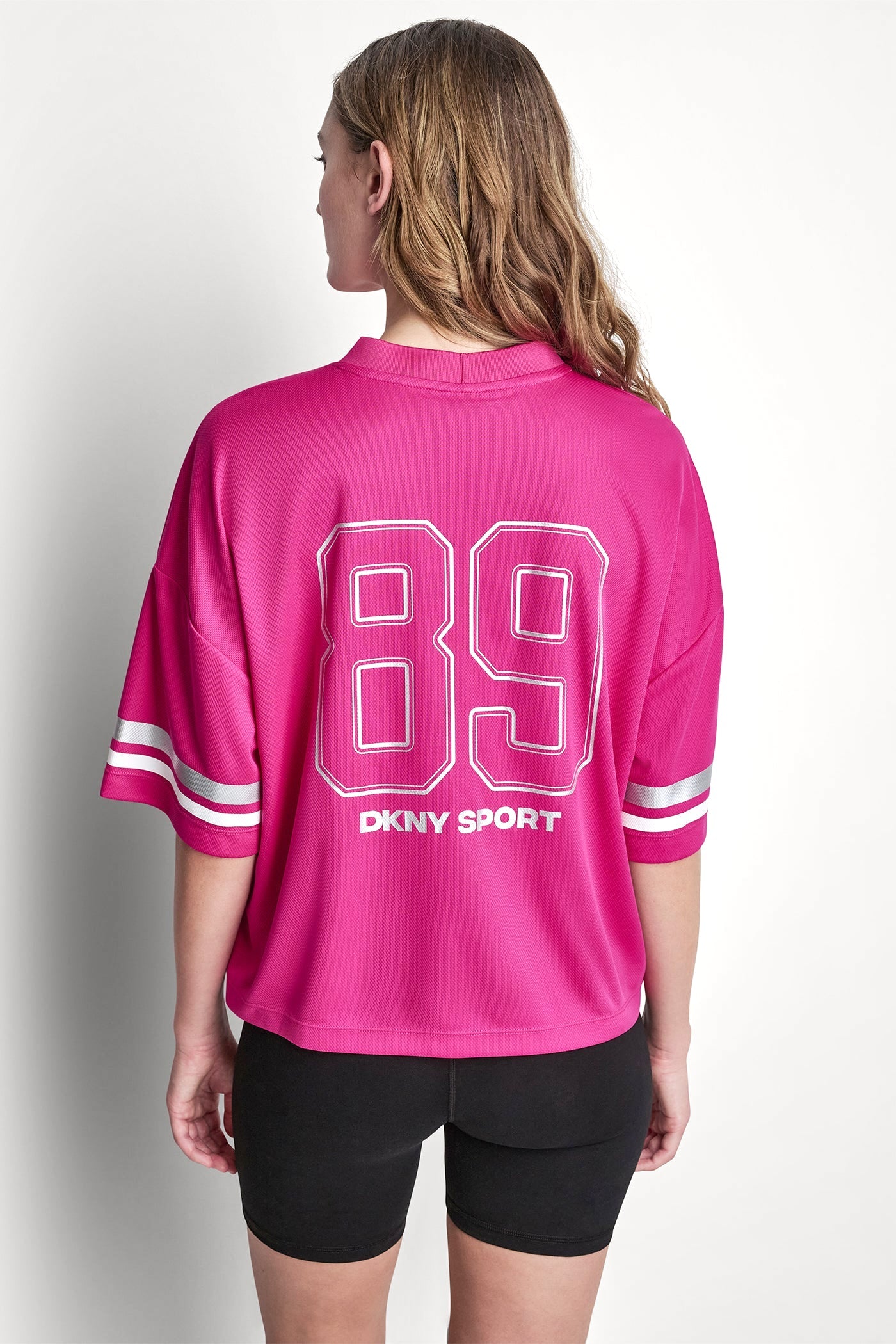 RHINESTONE VARSITY LOGO V-NECK JERSEY