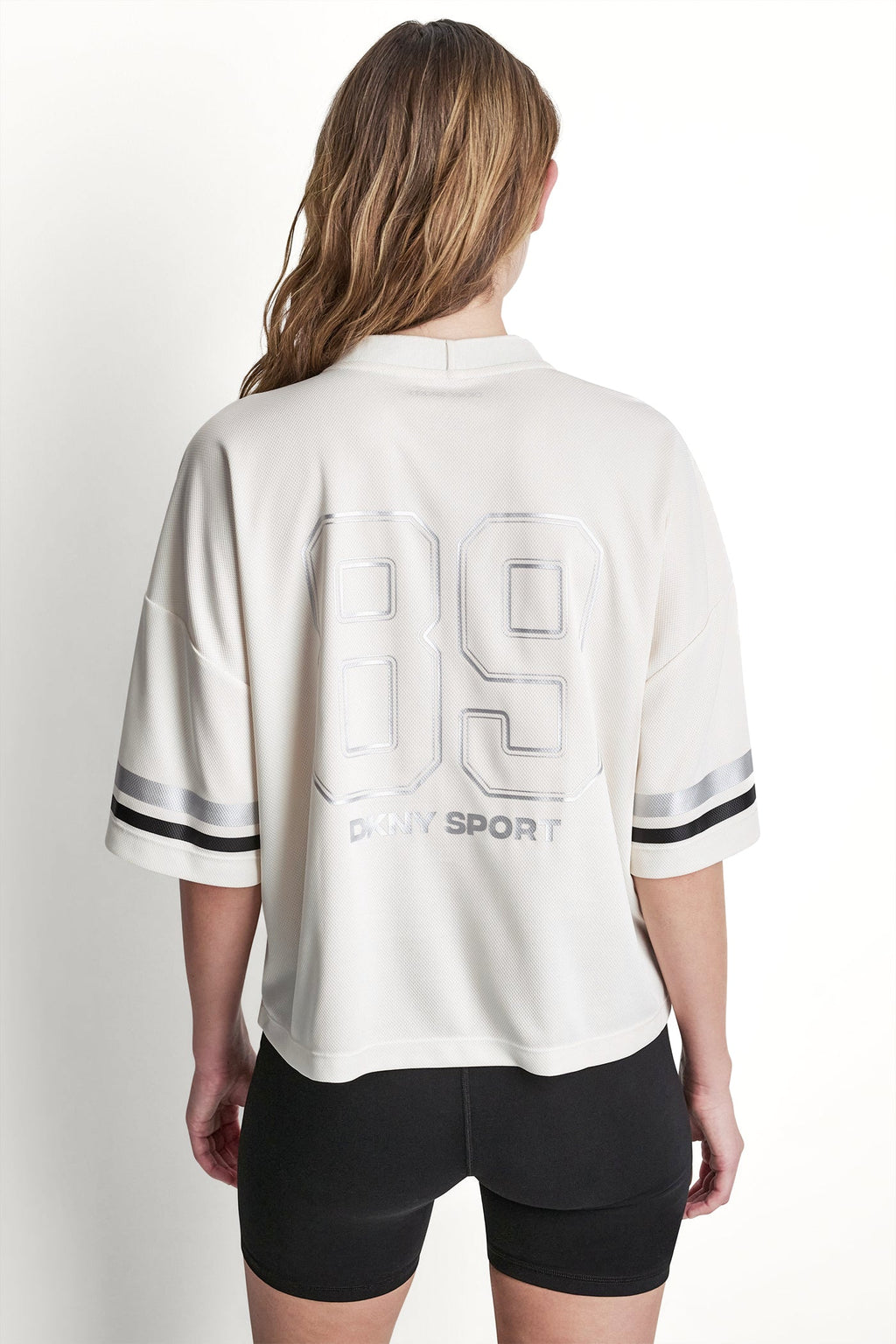 RHINESTONE VARSITY LOGO V-NECK JERSEY
