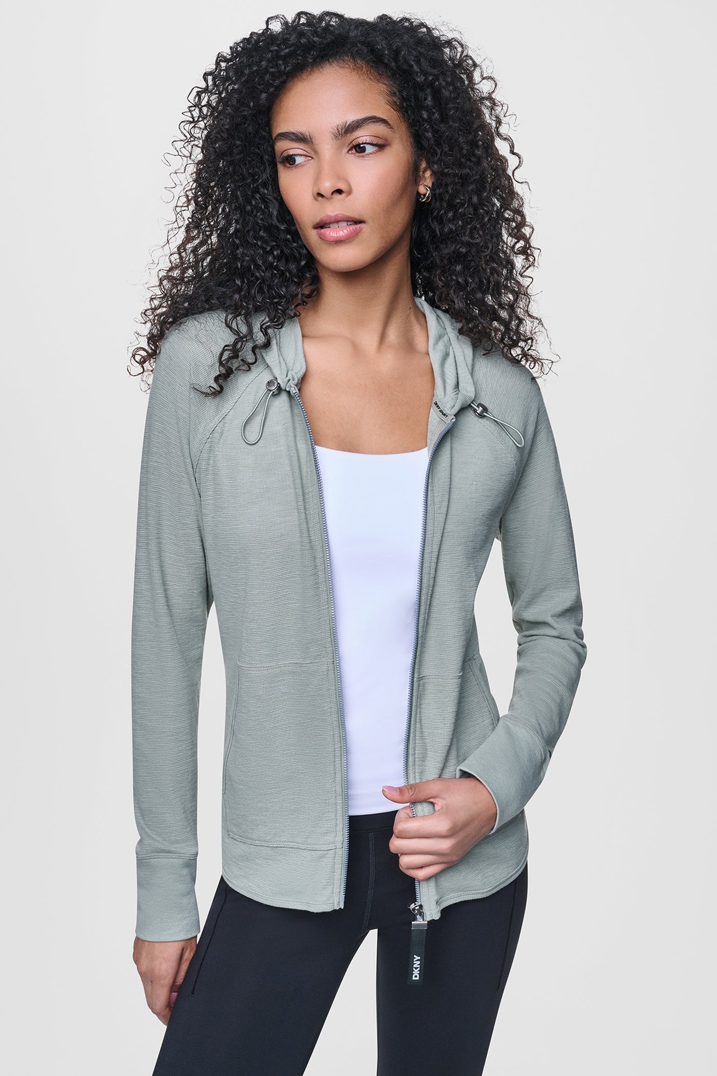 MINI WAFFLE FULL-ZIP HOODIE