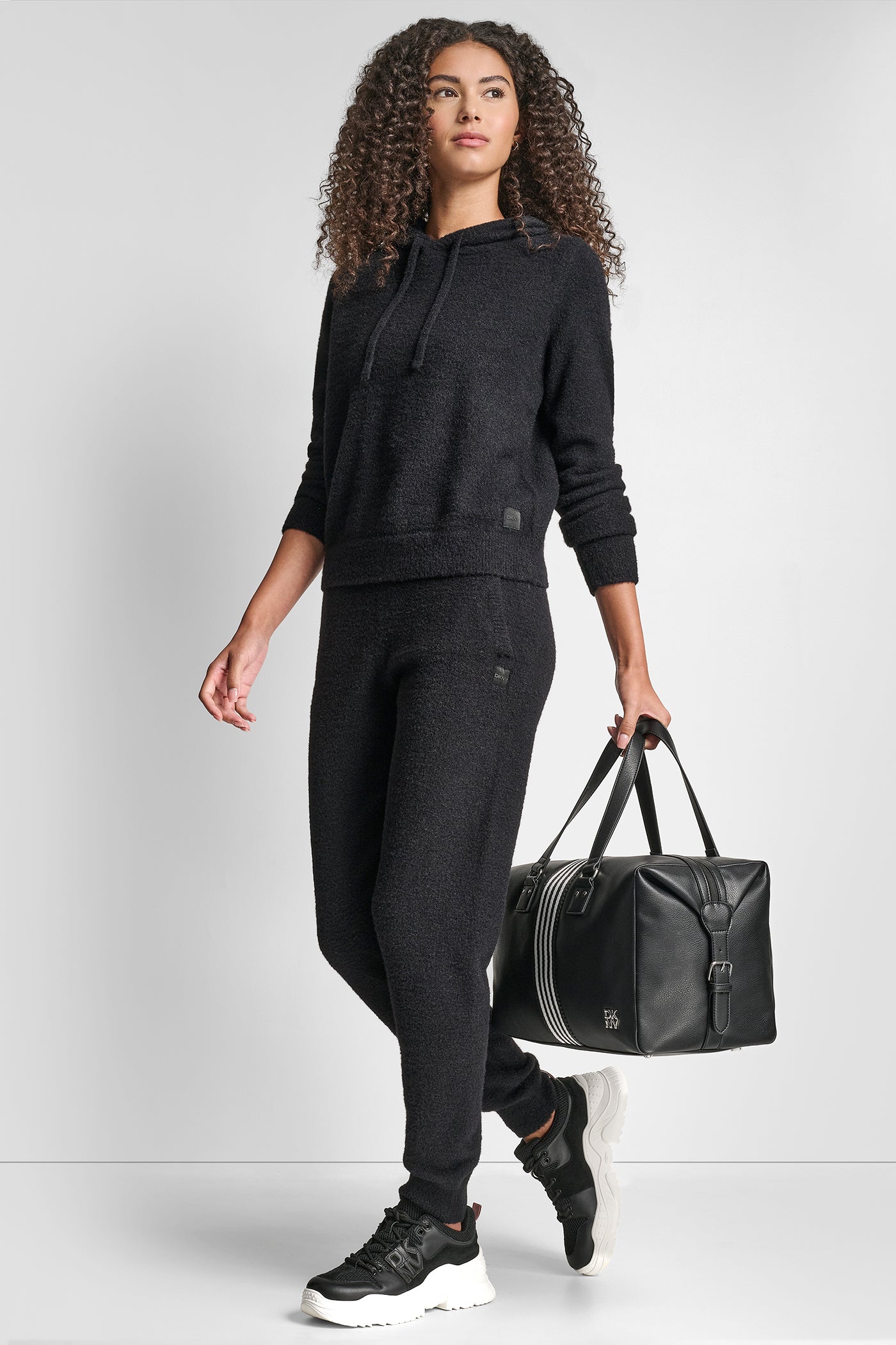 FEATHER YARN HOODIE WITH DRAWCORD AND TONAL LOGO