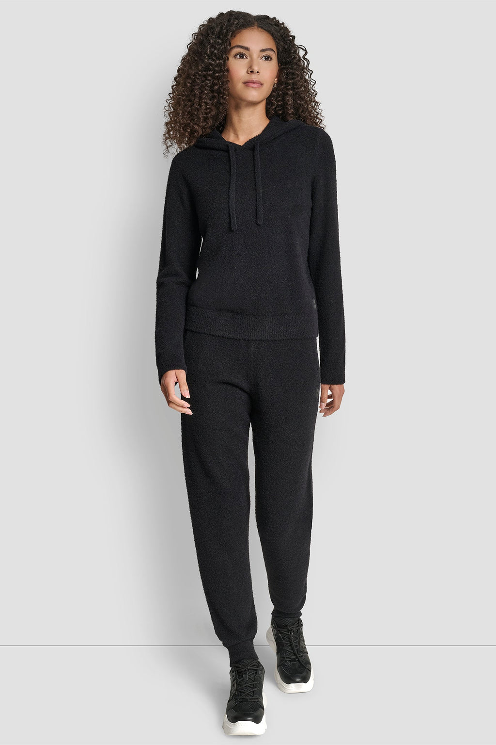 FEATHER YARN HOODIE WITH DRAWCORD AND TONAL LOGO