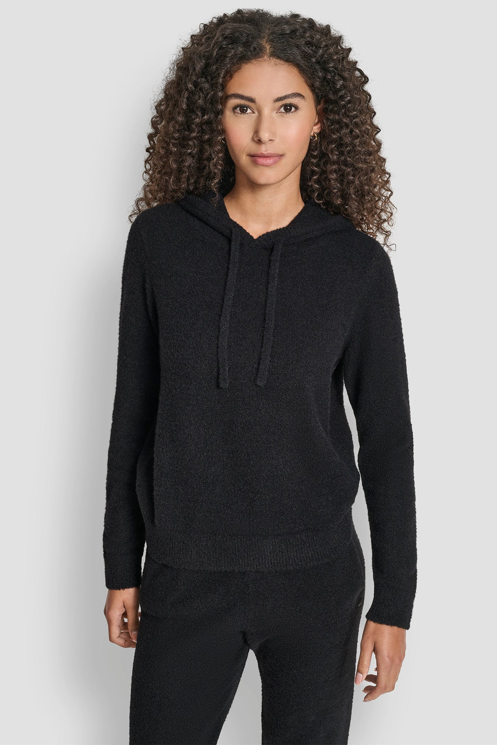 FEATHER YARN HOODIE WITH DRAWCORD AND TONAL LOGO