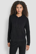 FEATHER YARN HOODIE WITH DRAWCORD AND TONAL LOGO