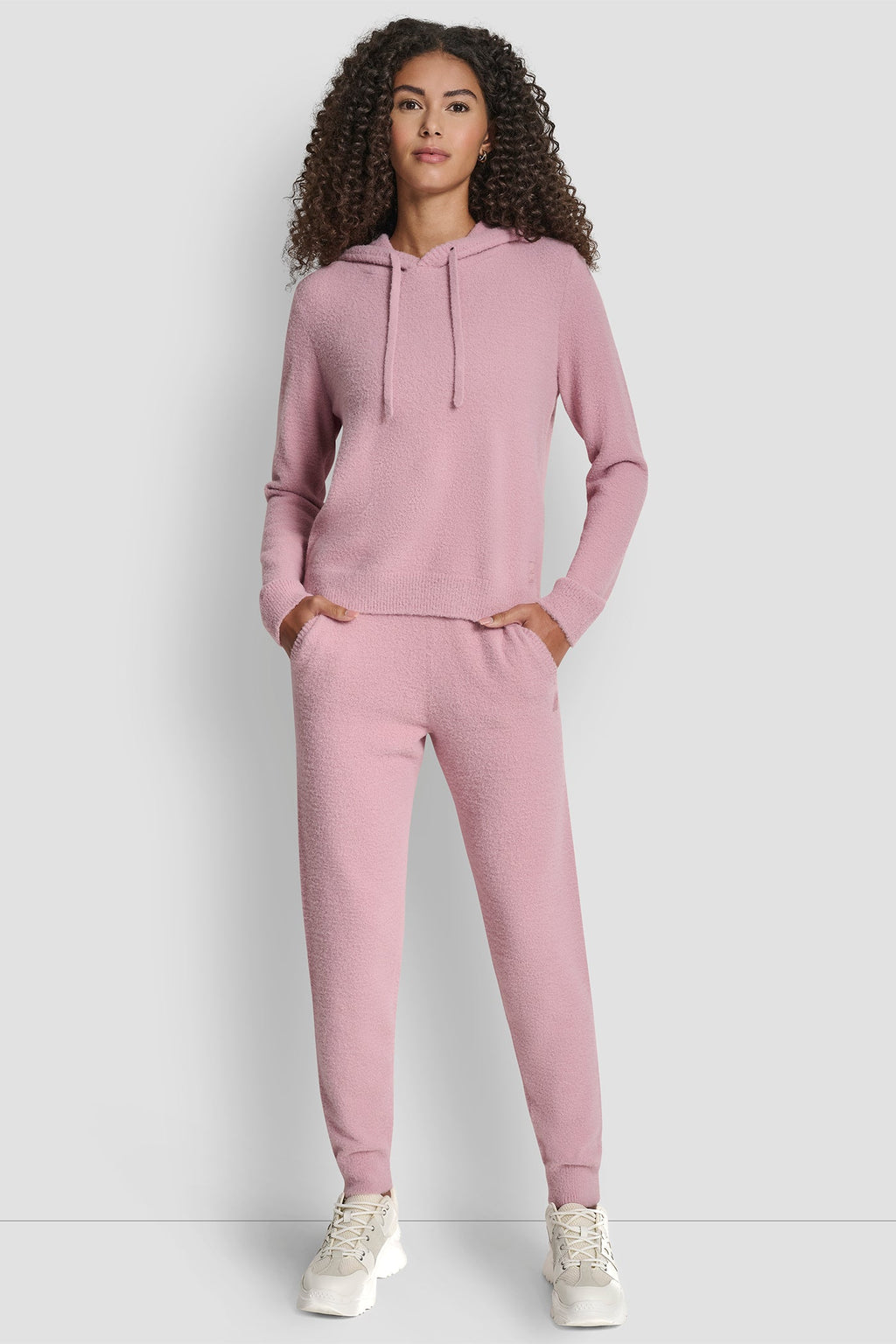 FEATHER YARN HOODIE WITH DRAWCORD AND TONAL LOGO