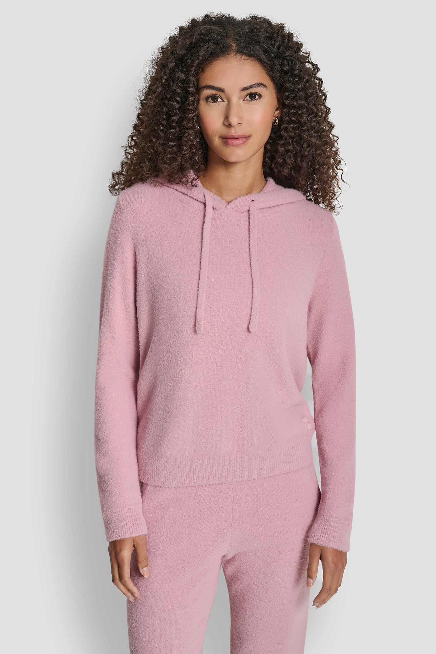 FEATHER YARN HOODIE WITH DRAWCORD AND TONAL LOGO