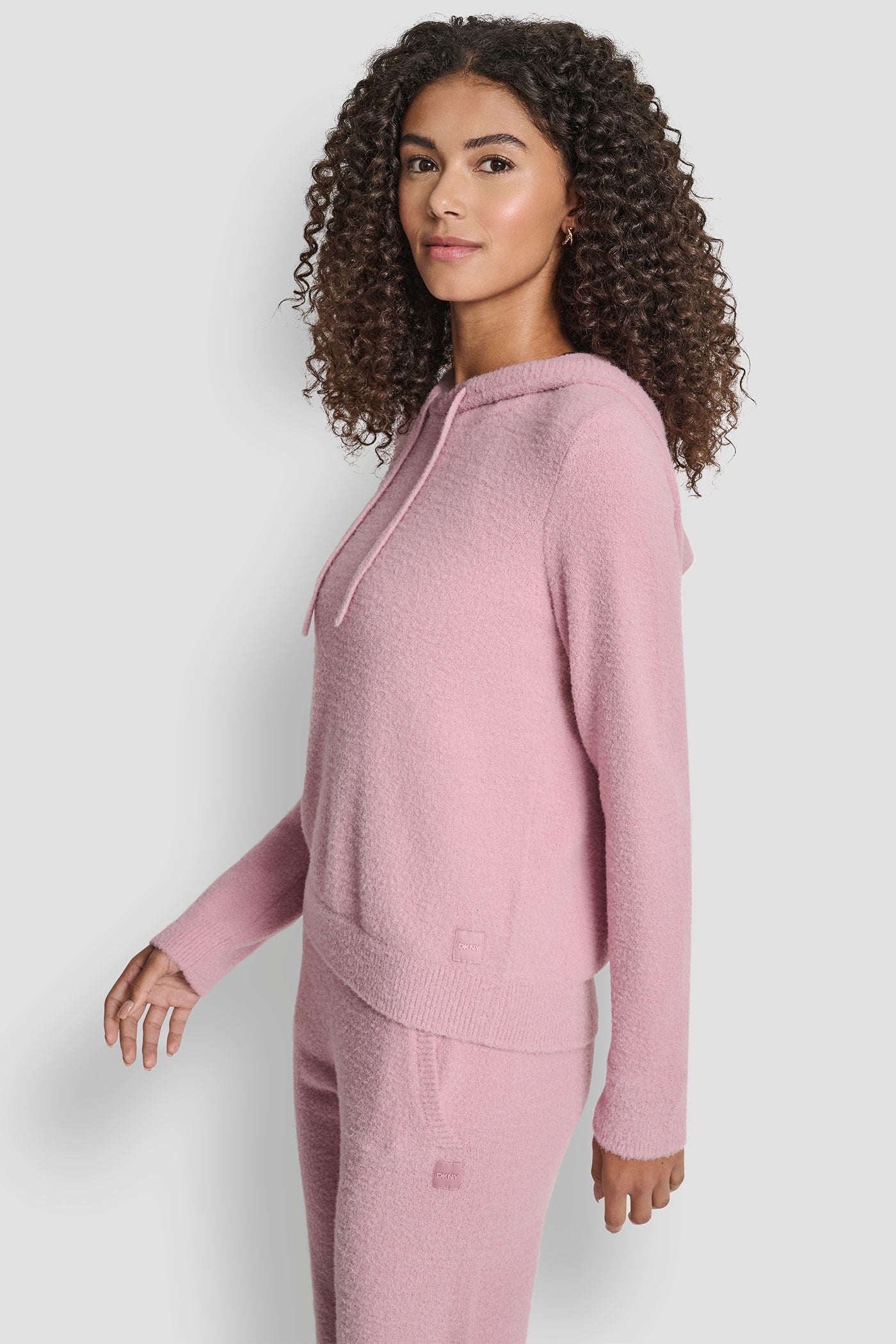 FEATHER YARN HOODIE WITH DRAWCORD AND TONAL LOGO