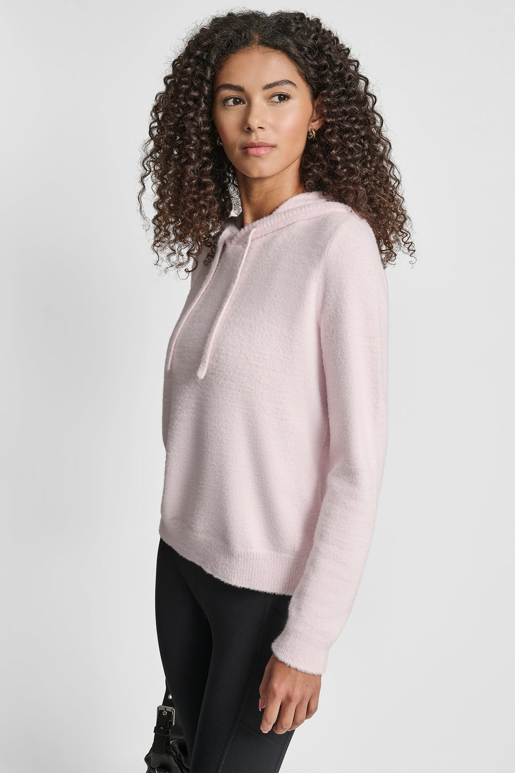 FEATHER YARN HOODIE WITH DRAWCORD AND TONAL LOGO