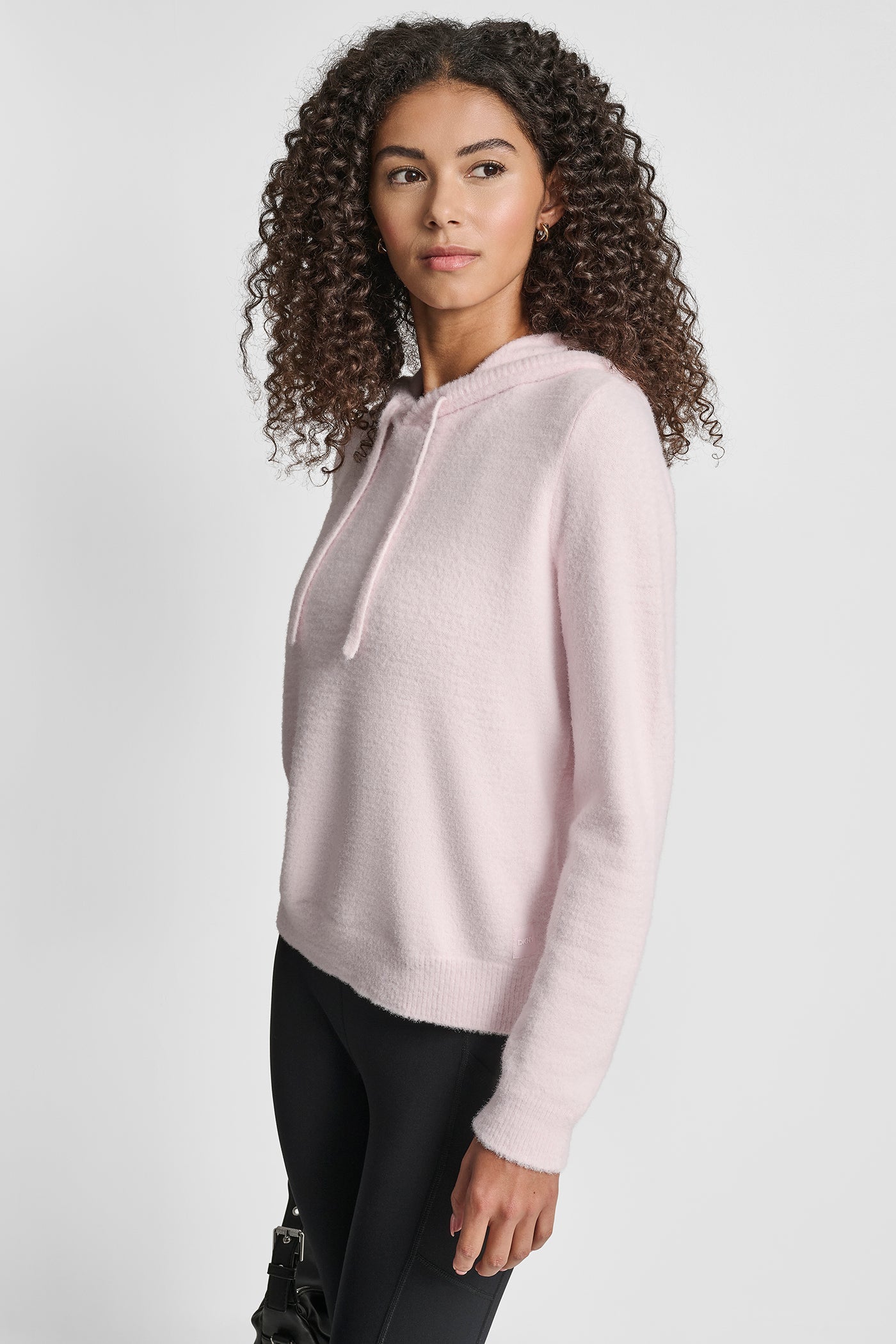 FEATHER YARN HOODIE WITH DRAWCORD AND TONAL LOGO