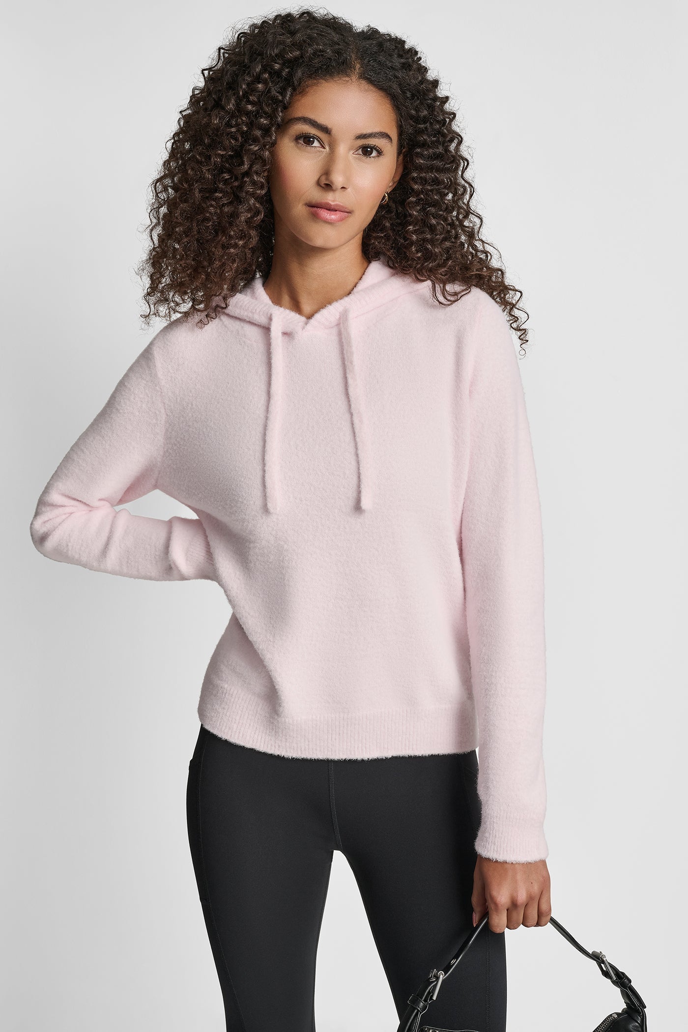 FEATHER YARN HOODIE WITH DRAWCORD AND TONAL LOGO