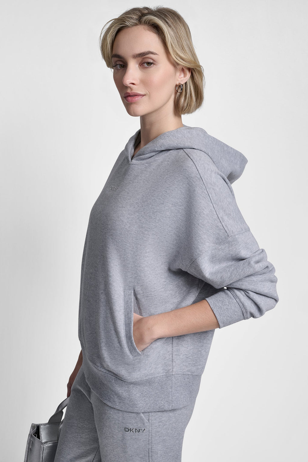 METALLIC BUBBLE LOGO FLEECE DROP SHOULDER HOODIE