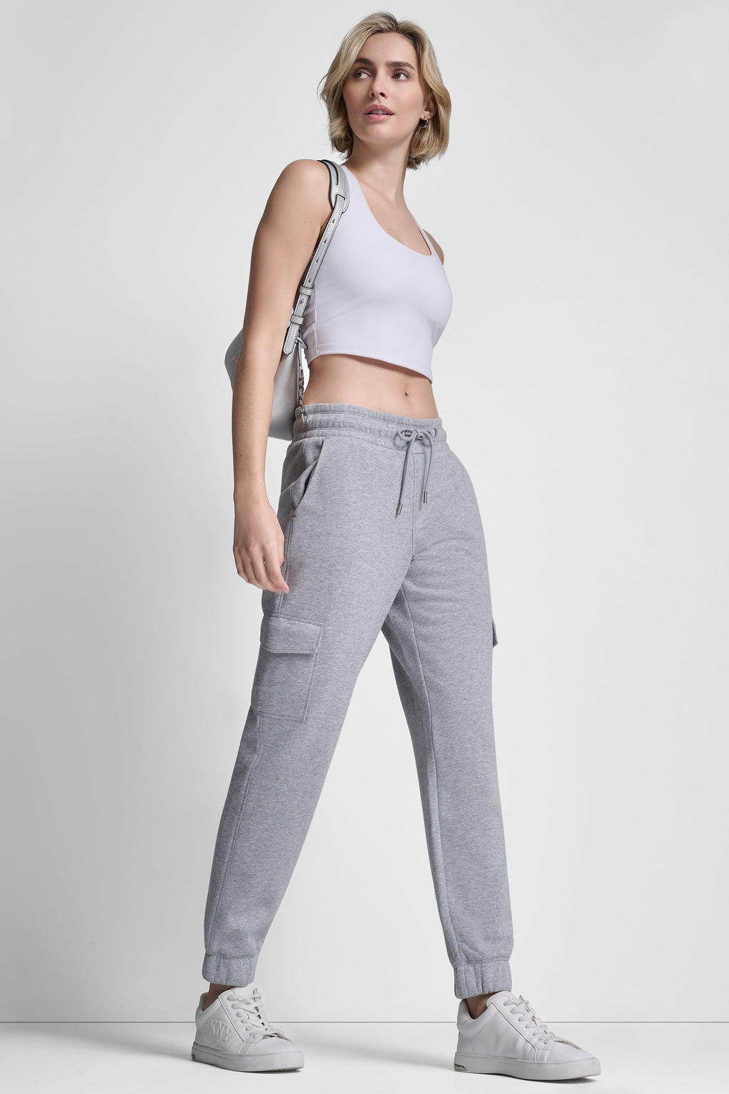 METALLIC BUBBLE LOGO SLIM FIT FLEECE CARGO JOGGER