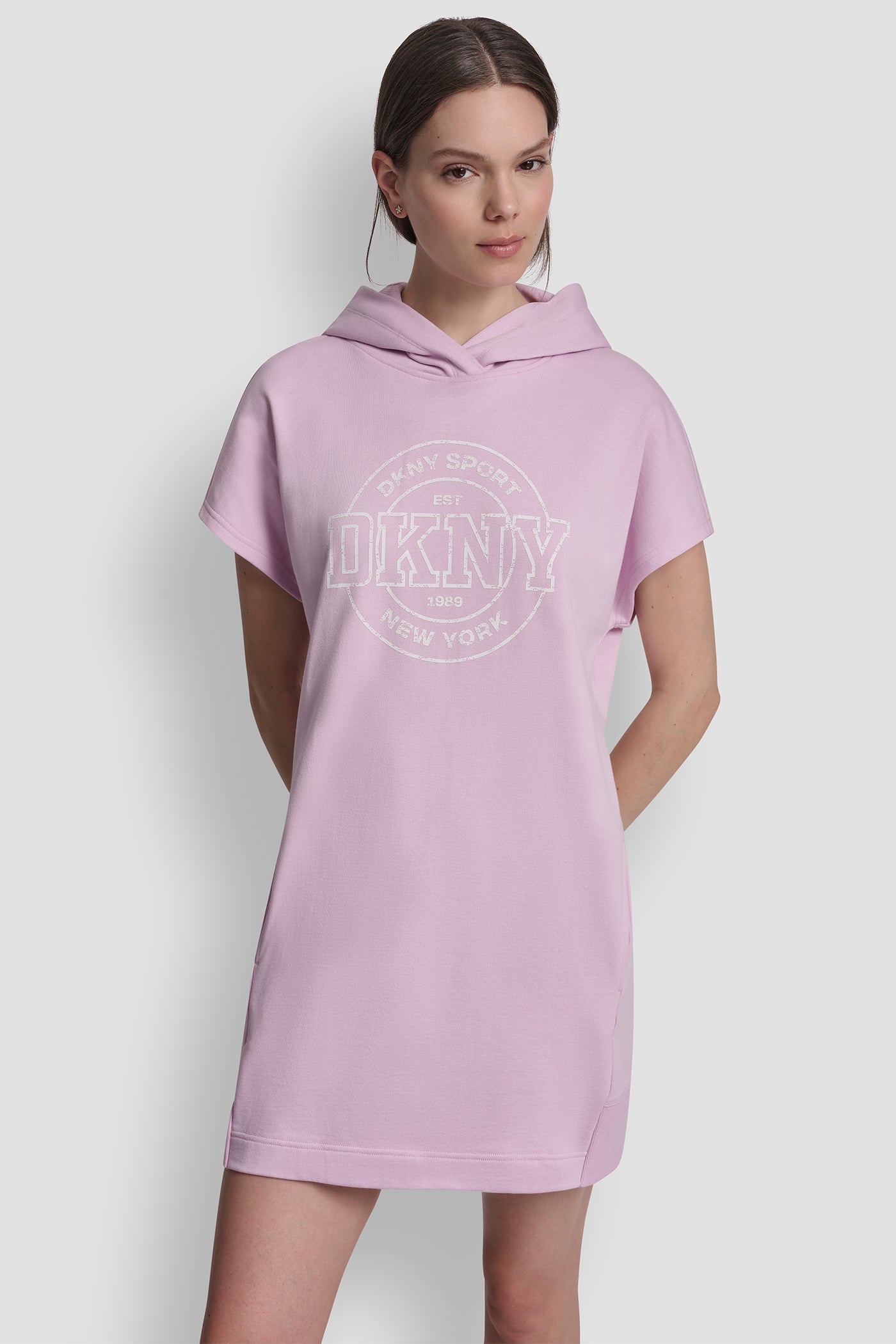 COLLEGIATE MEDALLION LOGO MINI HOODIE DRESS