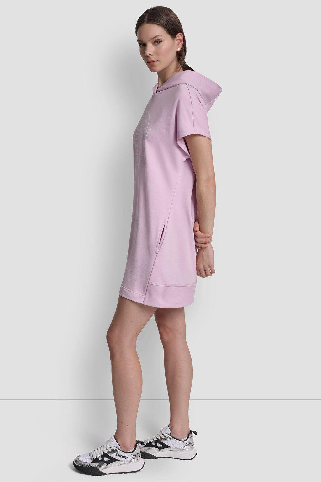 COLLEGIATE MEDALLION LOGO MINI HOODIE DRESS