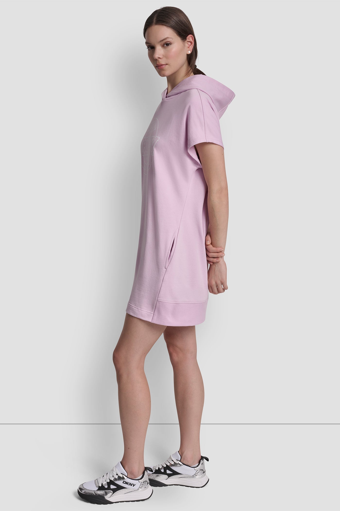 COLLEGIATE MEDALLION LOGO MINI HOODIE DRESS