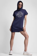 COLLEGIATE MEDALLION LOGO MINI HOODIE DRESS