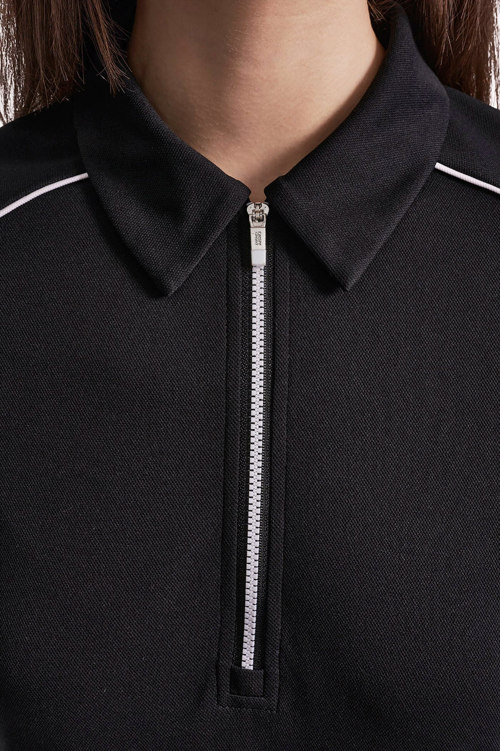 HALF-ZIP POLO DRESS WITH CONTRAST PIPING