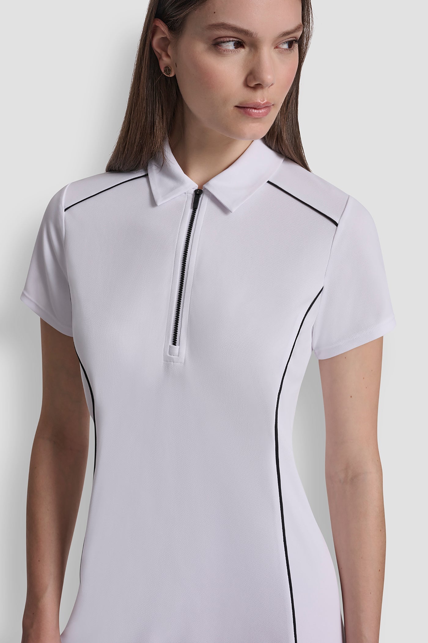 HALF-ZIP POLO DRESS WITH CONTRAST PIPING