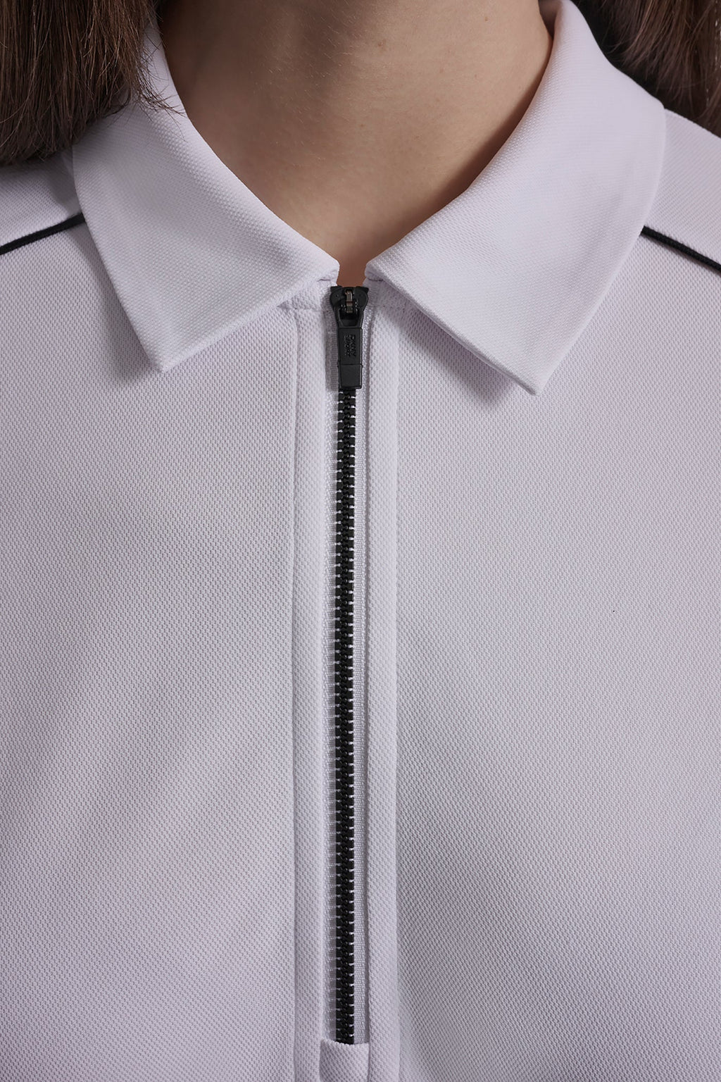 HALF-ZIP POLO DRESS WITH CONTRAST PIPING