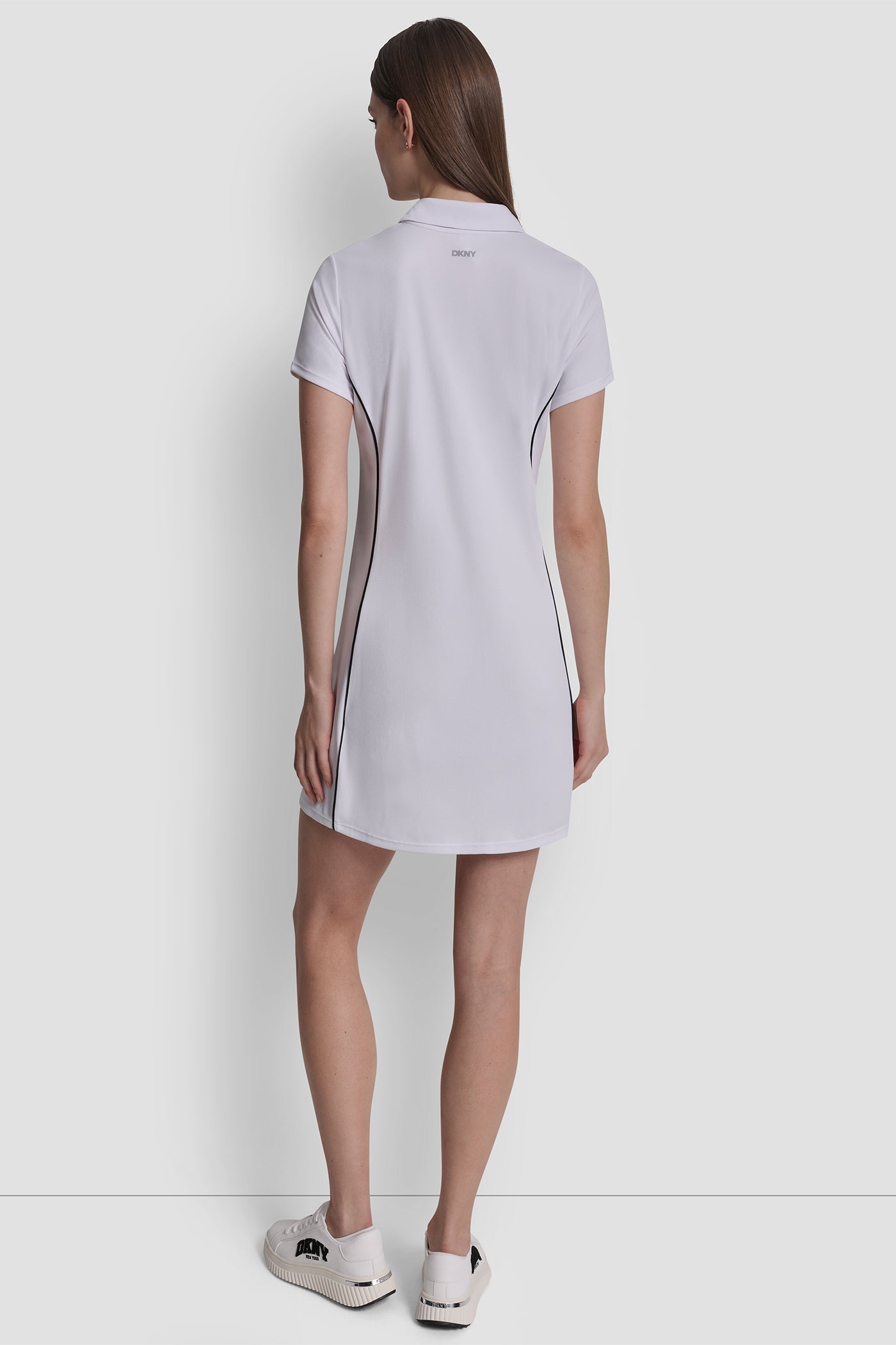 HALF-ZIP POLO DRESS WITH CONTRAST PIPING