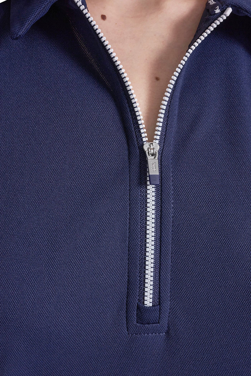 HALF-ZIP POLO DRESS WITH CONTRAST PIPING
