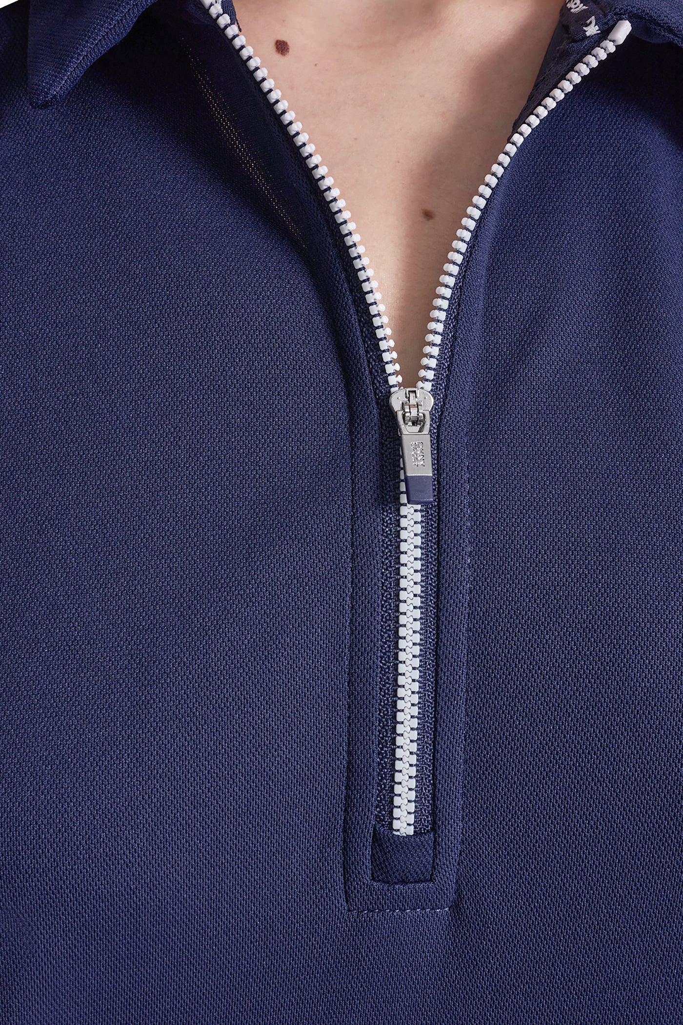 HALF-ZIP POLO DRESS WITH CONTRAST PIPING