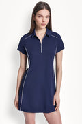 HALF-ZIP POLO DRESS WITH CONTRAST PIPING
