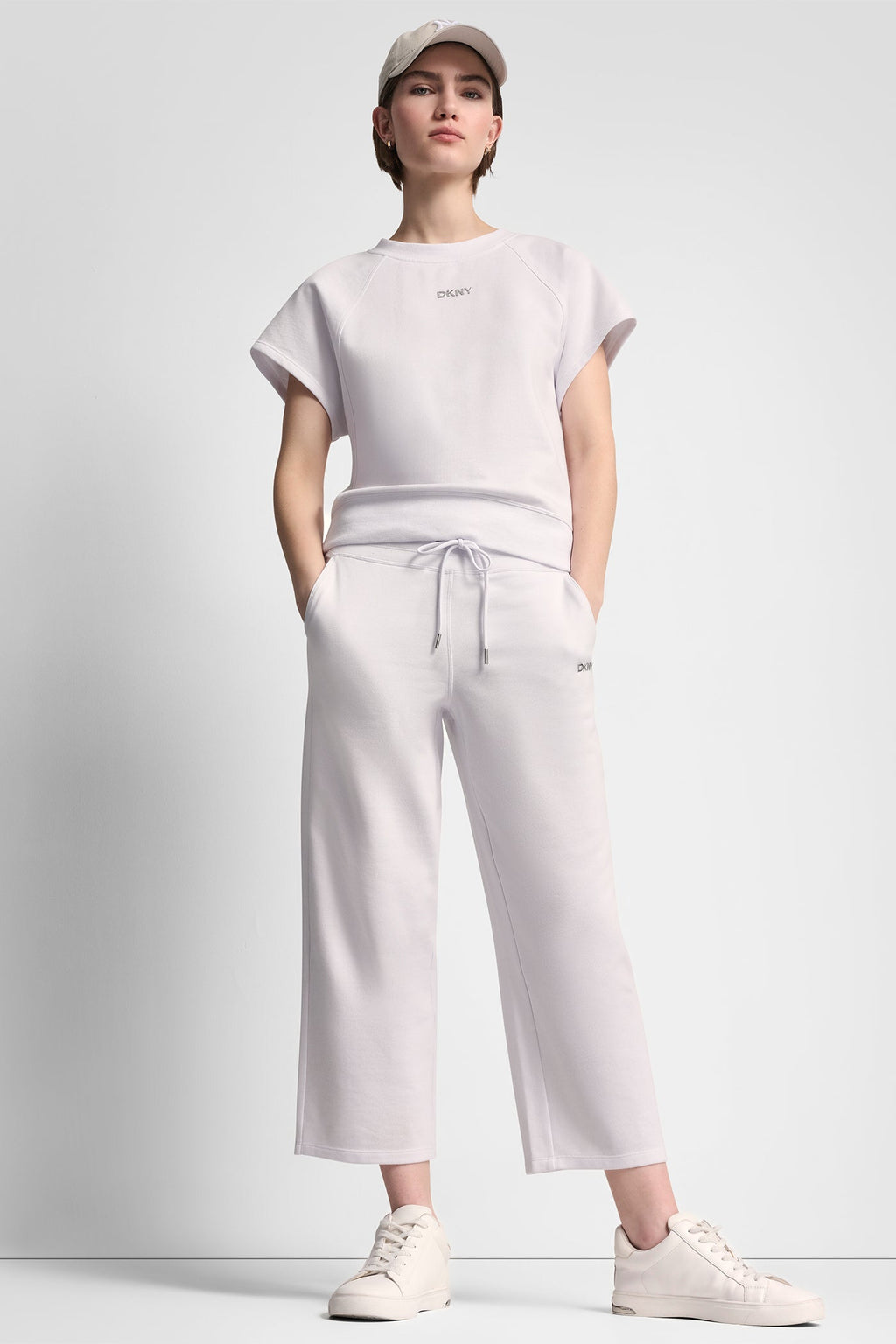 METALLIC BUBBLE LOGO CROPPED HIGH-RISE PANTS