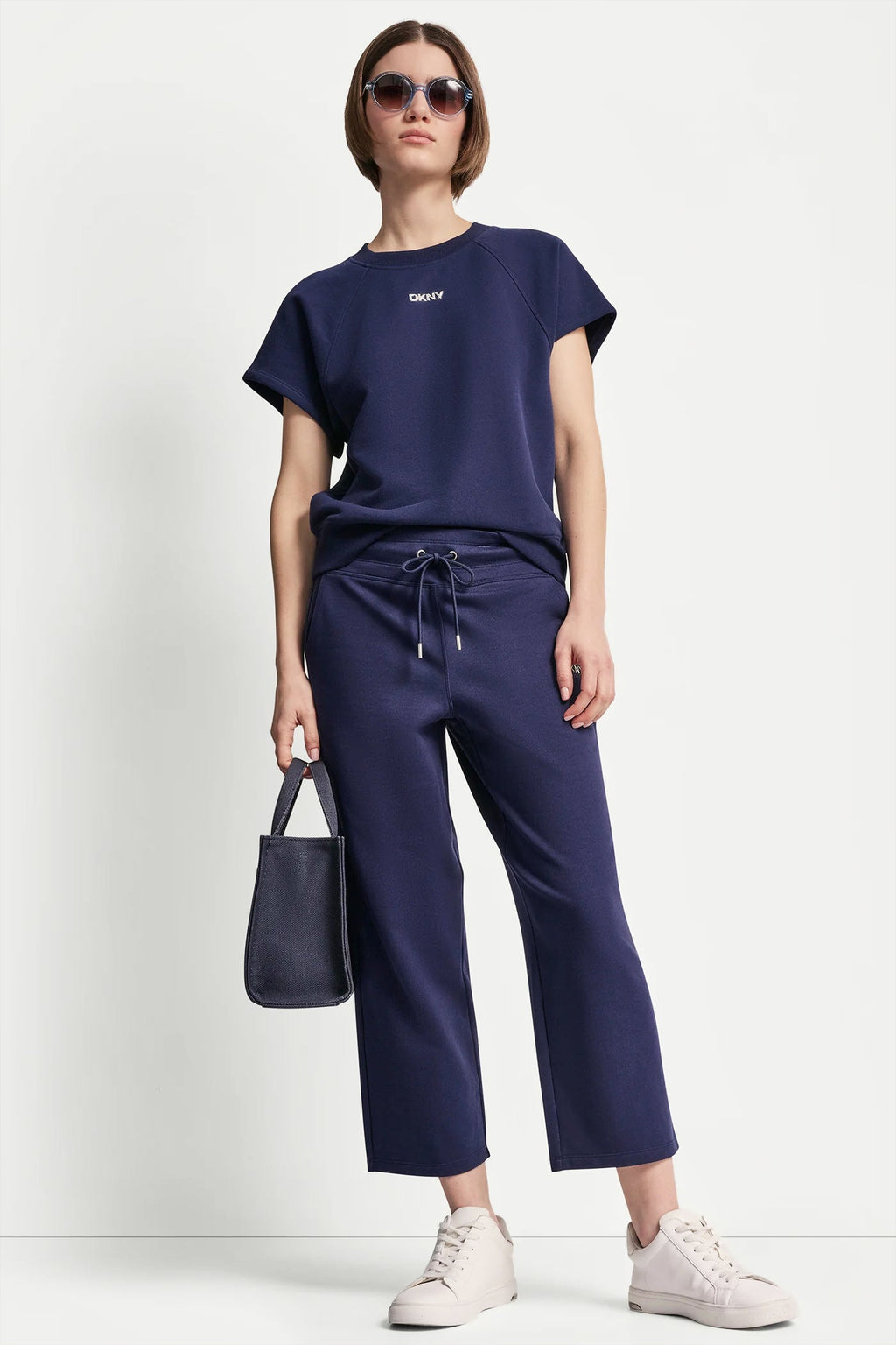 METALLIC BUBBLE LOGO CROPPED HIGH-RISE PANTS
