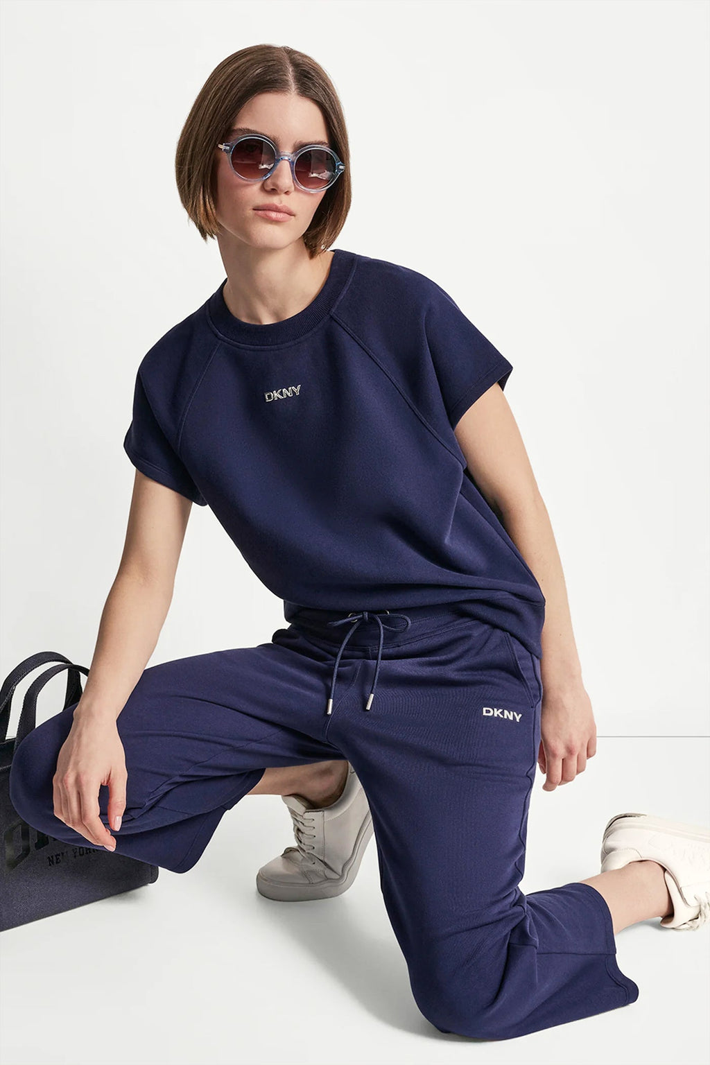 METALLIC BUBBLE LOGO CROPPED HIGH-RISE PANTS
