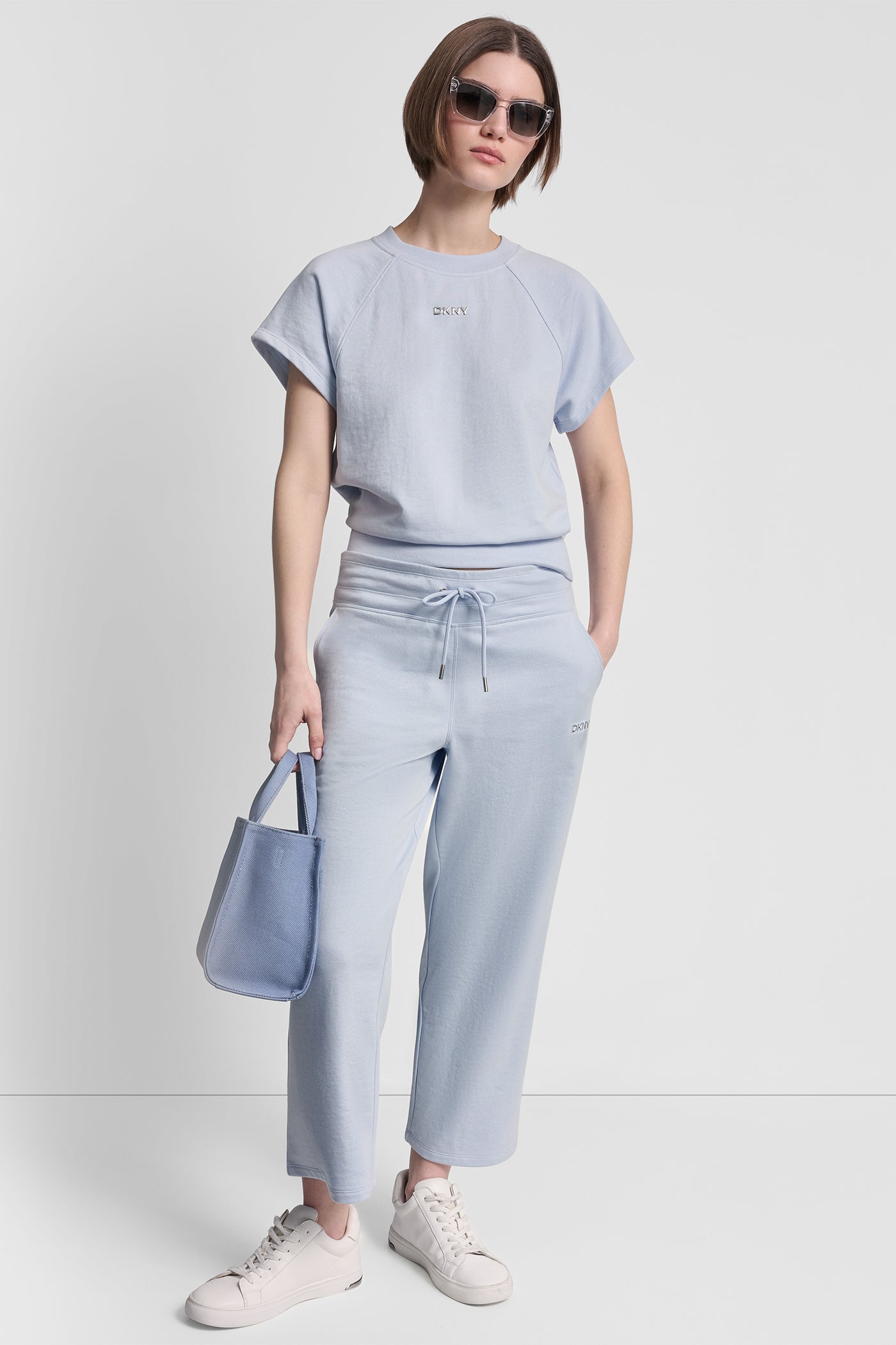 METALLIC BUBBLE LOGO CROPPED HIGH-RISE PANTS