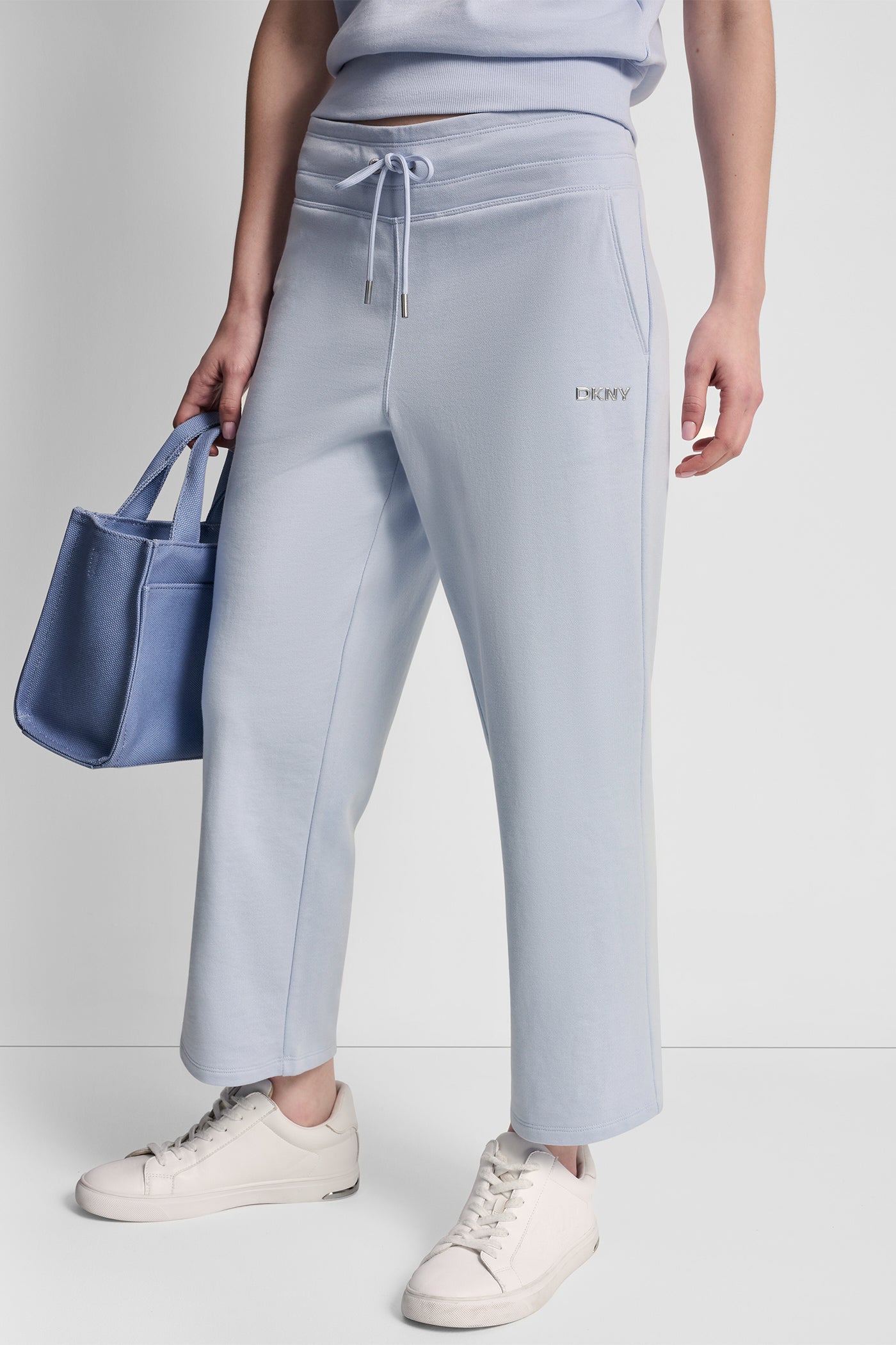 METALLIC BUBBLE LOGO CROPPED HIGH-RISE PANTS