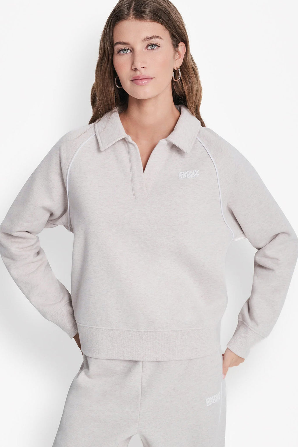 PIPED LOGO POLO SWEATSHIRT