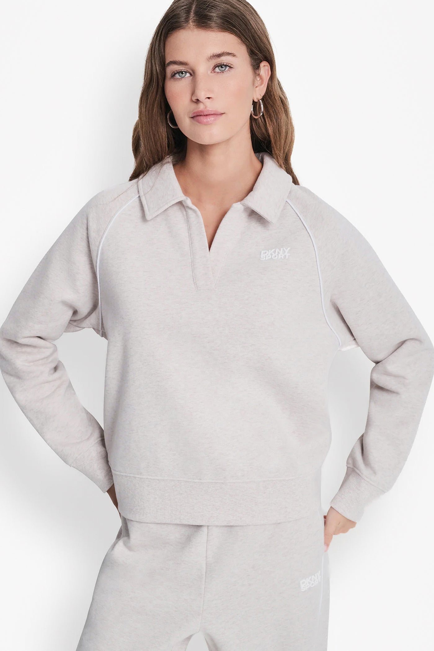 PIPED LOGO POLO SWEATSHIRT