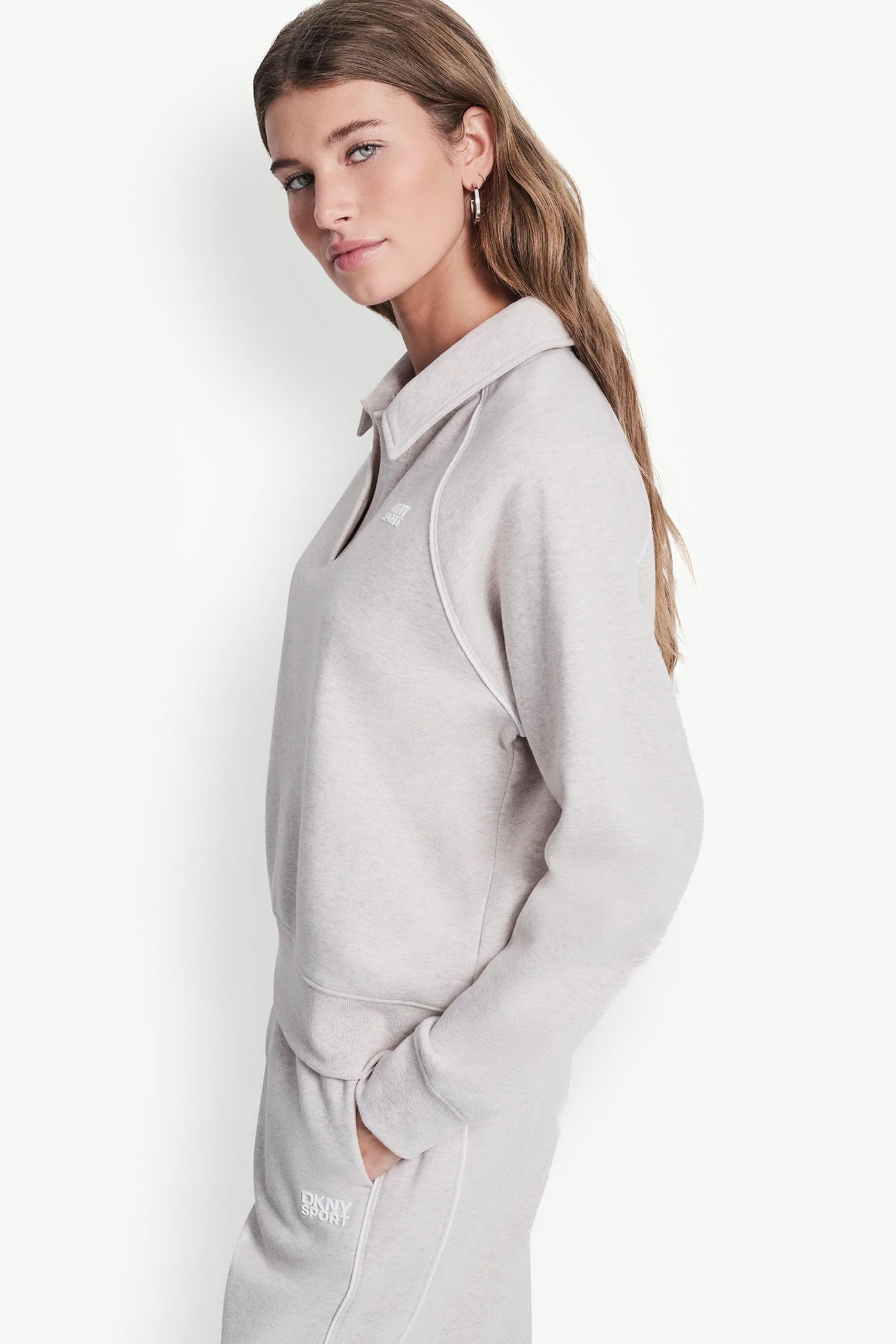 PIPED LOGO POLO SWEATSHIRT