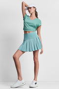 EXTRA HIGH-RISE COURT PIQUÉ PLEATED TENNIS SKORT