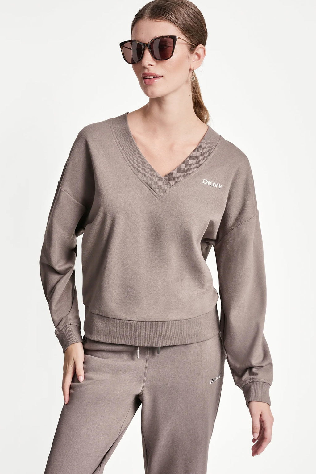 METALLIC BUBBLE LOGO V-NECK PULLOVER
