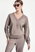 METALLIC BUBBLE LOGO V-NECK PULLOVER