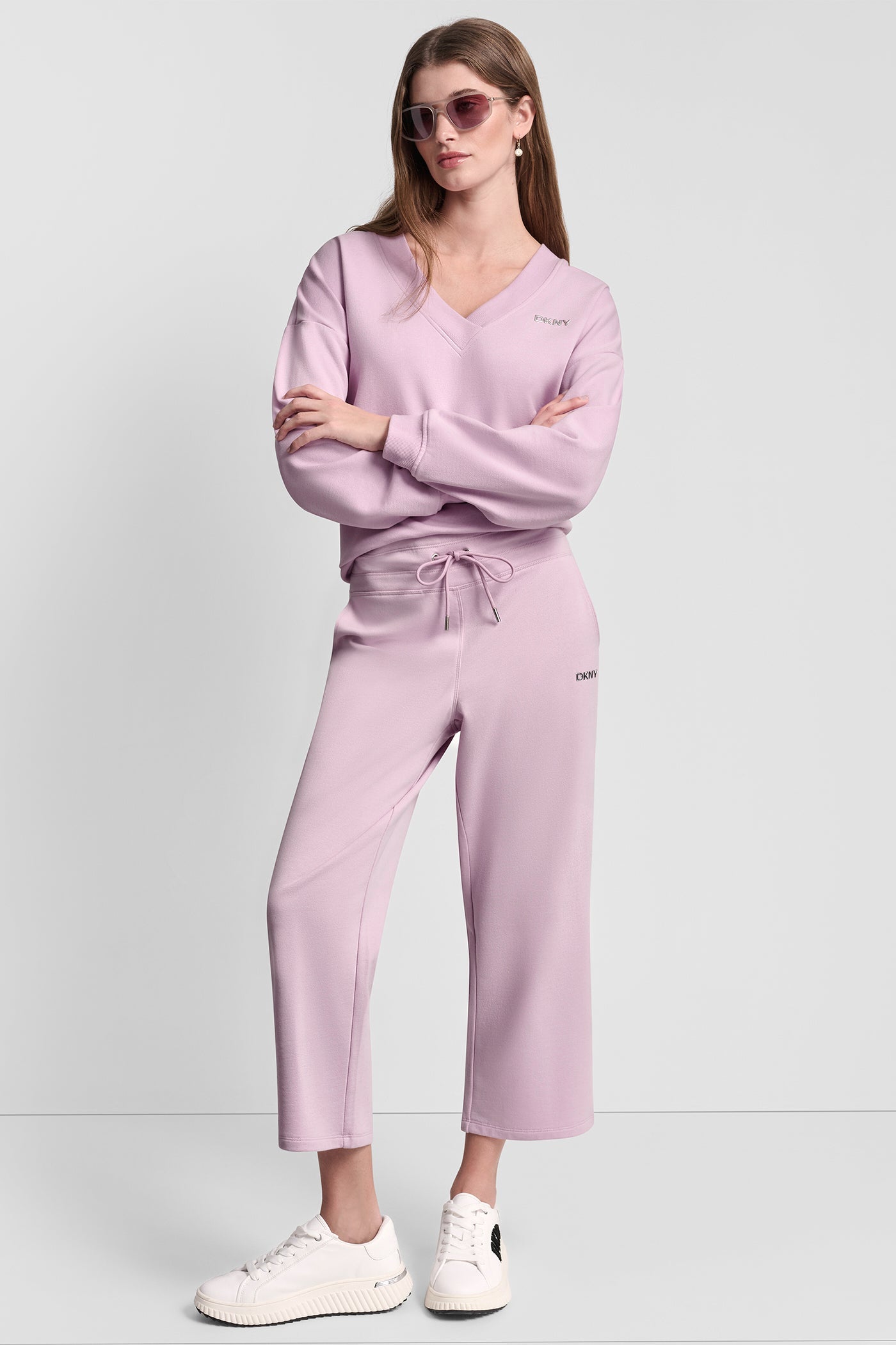 METALLIC BUBBLE LOGO CROPPED HIGH-RISE PANTS