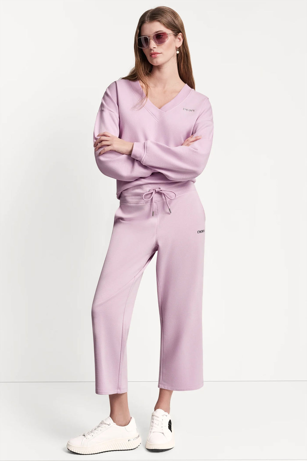 METALLIC BUBBLE LOGO V-NECK PULLOVER